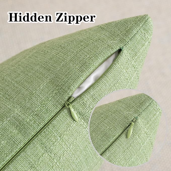 Kevin Textile Pack of 2 Outdoor Waterproof Pillow Covers Checkered Decorative Cushions Sham Throw Pillowcases Shell for Patio Tent Garden Couch Bed Sofa 22x22 Inch Sage Green