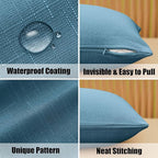 NiNi ALL Pack of 2 Decorative Outdoor Waterproof Pillow Covers Square Garden Linen Textured Cushion Sham Throw Pillowcase Set of 2 for Patio Farmhouse Garden Tent Couch 22x22 Inch Dark Blue