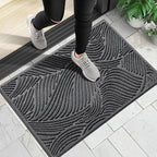 Yimobra Doormat Outdoor Entrance 29.5x17, All-Weather Waterproof Art Line Outdoor Mats for Front Door, Heavy Duty Non-Slip Welcome Matt for Garage Patio Proch Entryway Indoor, Dark Grey