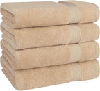 Cotton Paradise 4 Piece Turkish Bath Towels for Bathroom, Extra Large Soft Plush Towels Bathroom Set, Beige