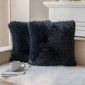 Neelvin Black Faux Fur Cozy Fluffy Double-Sided Decorative Throw Pillow Covers 20x20 inch Set of 2,Velvet Pillowcase Cushion Case for Sofa Couch