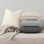 decorUhome Decorative Outdoor Throw Pillow Covers 18x18 Set of 2, Square Linen Farmhouse Euro Pillow Covers with Stitched Edge, Rustic Neutral Pillow Covers for Couch, Sofa, Living Room, Dark Grey