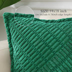 decorUhome Decorative Christmas Green Throw Pillow Covers 18x18 Set of 2 with Splicing, Boho Soft Neutral Corduroy Broadside Twill Pillow Covers for Couch Bed Sofa Living Room