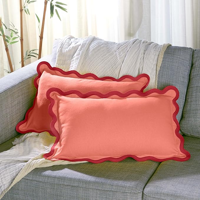 Folkulture Christmas Throw Pillow Covers 12x20 Lumbar – Decorative Couch Pillows for Living Room, Set of 2 Cute Outdoor Boho Pillow Covers for Xmas, Throw Pillows for Holiday Décor