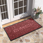 Yimobra Large Welcome Mat 47x24, Waterproof Non-Slip Outdoor Mats for Front Door Outside Entrance, Low-Profile Entryway Mat Indoor for Garage Patio, Wine Red