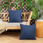 Kevin Textile Pack of 2 Decorative Outdoor Waterproof Throw Pillow Covers Checkered Pillowcases Classic Cushion Cases for Patio Couch Bench 18 x 18 Inch Blue