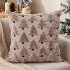 Christmas Pillow Covers 18x18 inch Set of 2 Grey Christmas Decorations Soft Plush Faux Fur Wool Xmas Tree Throw Pillow Cases Winter Holiday Decor for Sofa Living Room PT002I18