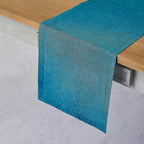 Solino Home Linen Table Runner 90 Inches Long - Athena, 100% Pure Linen Chambray Teal Table Runner 14 x 90 Inch for Dining, Fall, Autumn, Thanksgiving