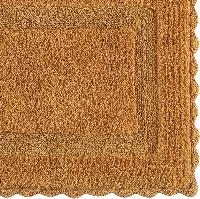 Savi Home Cotton Crochet Bathmat with Antiskid 17x24 Mustard, 100% Pure Cotton, Super Soft Bath Rug, Plush & Absorbent, Hand Tufted Heavy Weight Construction, Full Reversible Step Out Rugs