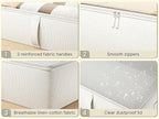 2-Pack Under Bed Storage, 6 Inches Tall Closet Organizers and Storage Bins with Sturdy Sidewalls/Bottom/4 Handles, Beige