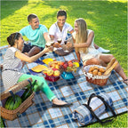 Extra Large Checkered Picnic Blankets Portable 80x80 Oversized Waterproof Sandproof Outdoor Beach Blanket Camping Grass Mat Sand Free Big Giant Car Rv Accessories Navy Baseball Sporting Eeential Gift