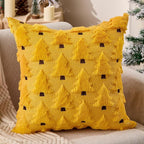 Christmas Pillow Covers 18x18 inch Set of 2 Yellow Xmas Decorations Soft Plush Faux Fur Wool Christmas Tree Throw Pillow Cases Winter Holiday Decor for Sofa Living Room PT002G18