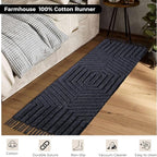 Boho Runner Rug 2x6' Washable Kitchen Rugs with Tassels Indoor Farmhouse Rugs for Bedroom Aesthetic Tufted Rug for Laundry Room Doorway Living Room_Dark Grey