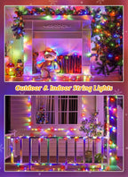 Brightown Solar Christmas Lights Outdoor, 2 Pack Total 92FT 240 LED Solar String Lights Outdoor Waterproof Green Wire with 8 Modes, Solar Fairy Light for Garden Yard Patio Party Decors, Multicolor