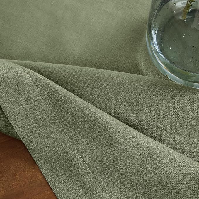 Solino Home Linen Table Runner 36 Inches - 100% Pure Linen Oil Green Table Runner 14 x 36 Inch Ideal for Dresser and Coffee Tables - Fall, Autumn, Thanksgiving - Fete