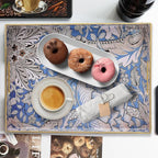 Rectangle Serving Tray with Handles, Coffee Table Tray for Ottoman, Living Room, Outdoor Tray for Patio Entertaining, Serving Breakfast Kitchen Platter, Windrush