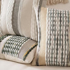 ANRODUO Pack of 2 Boho Decorative Throw Pillow Covers 18x18 Farmhouse Cushion Case Striped Chenille Pillow Cases Square Pillow Covers Accent Neutral Pillowcase for Sofa Couch Bed, Gray Blue Stripe