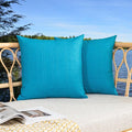 Kevin Textile Pack of 2 Decorative Outdoor Waterproof Pillow Covers Checkered Garden Cushion Sham Throw Pillowcase Shell for Patio Tent Couch 16x16 Inch Peacock Blue