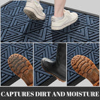 Yimobra Large Door Mat 36x24, All-Weather Waterproof Non-Slip Welcome Matt Outdoor, Heavy Duty Non Slip Doormat for Entryway for Patio and Garage Indoor, Easy Clean, Blue