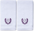 Decorative and Monogrammed Hand Towels for Bathroom Kitchen Makeup | Personalized Gift for Wedding-Bridal | Roman Font Custom Luxury Turkish Towel | Spa Collection, Oversized, 16 X 30 Inch, Set of 2