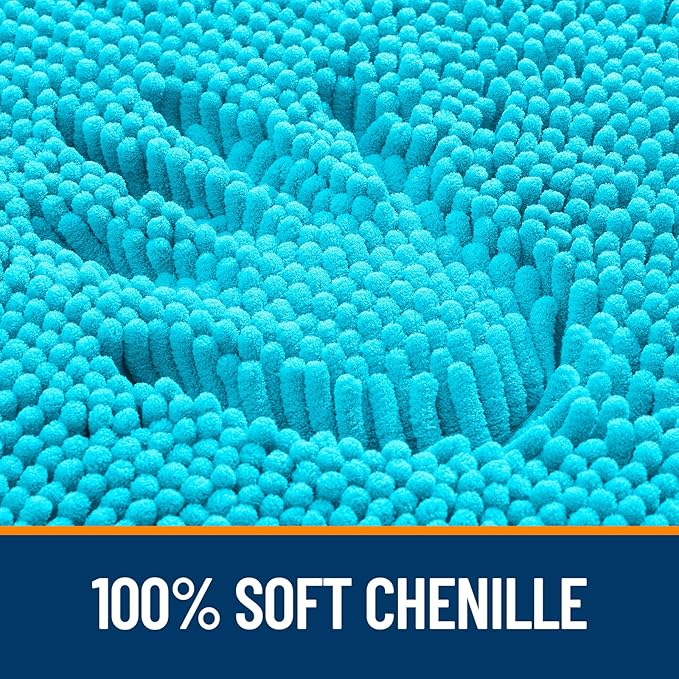 OLANLY Bathroom Rugs 44x24, Extra Soft Absorbent Chenille Bath Rugs, Rubber Backing Quick Dry, Machine Washable Bath Mats for Bathroom Floor, Tub and Shower, Home Decor Accessories, Aqua Sky