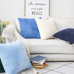 Home Brilliant 22x22 Corduroy Pillow Cover Set of 2 Throw Pillows for Couch Striped Velvet Large Cushion Covers for Chair Christmas Decor, 55x55 cm, 22 x 22 Inch, Cream Cheese