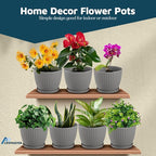 Gray 6-Inch Plant Pots with Drainage & Saucers 24 Pack, Indoor & Outdoor Planters for Houseplants, Herbs, and Flowers, Durable & Weatherproof Material, Stackable, Lightweight, Minimalist Design
