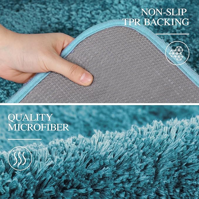 Walensee Large Bathroom Rug (24 x 36, Teal) Extra Soft and Absorbent Shaggy Bath Mat Machine Washable Microfiber Non Slip Luxury Floor Mat