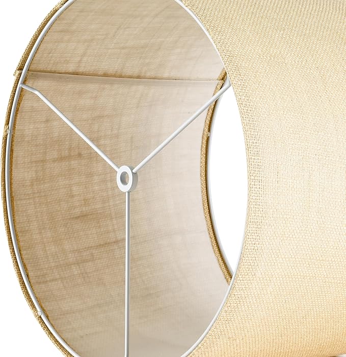 GO&SO Set of 2 Lamp Shades for Table Lamps Floor Lamps Rustic Brown Drum Lampshades- 13" Top x 13" Bottom x 10" High (Spider) Natural Burlap - Medium Lampshades Modern -Farmhouse Assembly Required