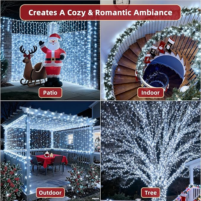 240FT Christmas Lights Outdoor, 750 LED Christmas Tree Decoration Lights with 12 Modes & Timer Memory, Dimmable Plug In Waterproof LED Xmas Light for Yard Trees Wedding Party Holiday Cool White