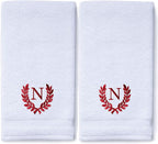 Decorative and Monogrammed Hand Towels for Bathroom Kitchen Makeup | Personalized Gift for Wedding-Bridal | Roman Font Custom Luxury Turkish Towel | Spa Collection, Oversized, 16 X 30 Inch, Set of 2
