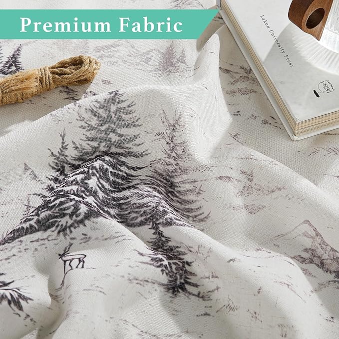 KGORGE Grey Forest Shower Curtain Liner for Bathroom, Linen Textured Semi Sheer Washable Quick Dry Privacy Screen Décor Modern Farmhouse Shower Curtain with 12 Hooks, W 72 x L 72, 1 Panel