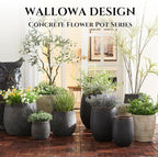 20" H Weathered Concrete Tall Planter, Black Large Outdoor Indoor Decorative Flower Pot with Drainage Hole, Modern Round Style for Home, Garden, Patio, Courtyard, Bronze Rust with Green Tone