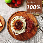 Rtteri 10 Pieces Acacia Round Wood Plates 12 x 0.6 Inch Dinner Plates Wooden Charger Platter Bulk Easy Cleaning Lightweight Serving Tray for Dishes Snack Dessert
