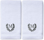 Decorative and Monogrammed Hand Towels for Bathroom Kitchen Makeup | Personalized Gift for Wedding-Bridal | Roman Font Custom Luxury Turkish Towel | Spa Collection, Oversized, 16 X 30 Inch, Set of 2