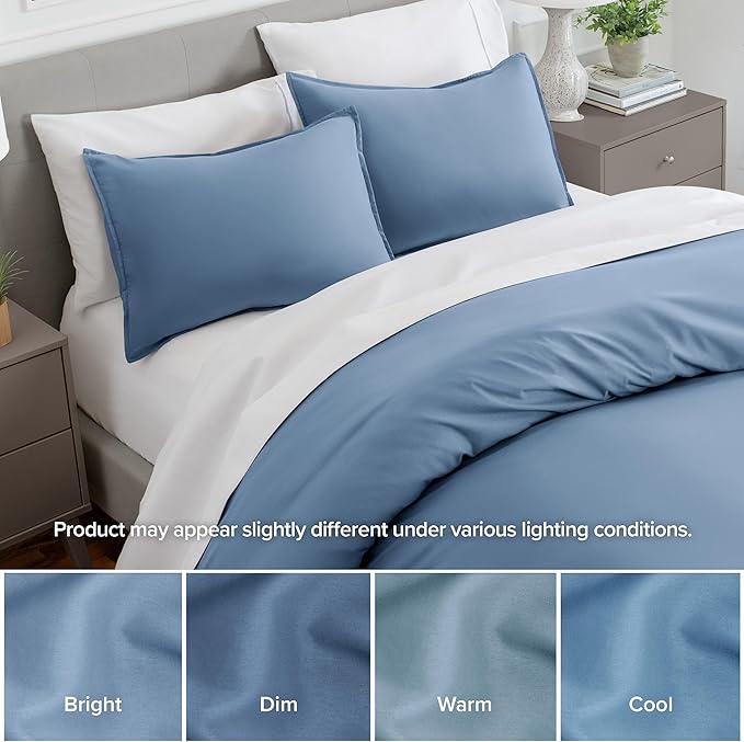 Bare Home King Pillow Sham Covers - Set of 2 - Premium 1800 Ultra-Soft Microfiber - Double Brushed - Stain & Fade Resistant - Bed Pillow Shams - Pillows Not Included (Set of 2, Coronet Blue)