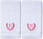 Decorative and Monogrammed Hand Towels for Bathroom Kitchen Makeup | Personalized Gift for Wedding-Bridal | Roman Font Custom Luxury Turkish Towel | Spa Collection, Oversized, 16 X 30 Inch, Set of 2