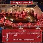 240ft Outdoor Christmas Lights, 750 LED Super Long String Lights 12 Modes & Timer Memory, Dimmable Outsite Waterproof Light Strings for Xmas Tree Garden Wedding Party Holiday Decorations Red