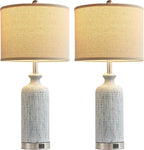 Living Room Lamps Set of 2, 27" Touch Lamps for Nightstand with USB A+C Ports, Modern Farmhouse Table Lamps for Bedroom, 2 Bulbs Included