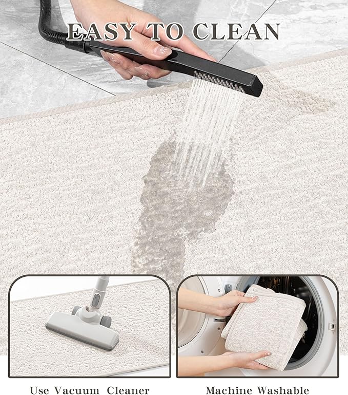 chakme Bathroom Rugs Mat U-Shaped 24x17, Ultra Thin Non Slip Bath Mat Small Quick Dry Absorbent Bath Mat for Bathroom Floor, (White, U-24"x17")