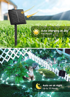 Brightown Solar String Lights Outdoor 2 Pack 72 Feet 200 LED Waterproof Solar Powered String Lights with 8 Lighting Modes, Waterproof Solar Rope Lights for Outside Christmas Party, Pure White