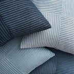 Topfinel Blue Pillow Covers 18 x 18,Western Velvet Blue Gray Throw Pillow Covers Set of 4 with Striped Corduroy,Boho Soft Accent Pillowcases for Couch,Bed,Living Room Home Decor