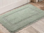 Savi Home Cotton Crochet Bathmat with Antiskid 17x24 Sage Green, 100% Pure Cotton, Super Soft Bath Rug, Plush & Absorbent, Hand Tufted Heavy Weight Construction, Full Reversible Step Out Rugs