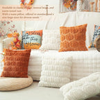 GEEORY Fall Pumpkins Soft Plush Pillow Covers, 16 x 16 Inch Set of 2, Fluffy Faux Fur Wool Decorative Farmhouse Cushion Case for Sofa Home Decoration Orange Pumpkin GC021-16