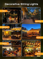 Brightown Outdoor String Lights, 150FT 47+2 LED ST38 LED Patio Lights Shatterproof, Dimmable IP65 Waterproof Connectable Hanging Outdoor Light for Backyard, Porch, Deck, Balcony