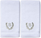Decorative and Monogrammed Hand Towels for Bathroom Kitchen Makeup | Personalized Gift for Wedding-Bridal | Roman Font Custom Luxury Turkish Towel | Spa Collection, Oversized, 16 X 30 Inch, Set of 2
