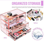 Sorbus Makeup Organizer - 4 Drawer Acrylic Make Up Organizers and Storage for Cosmetics, Jewelry, Beauty Supplies, Clear Makeup Organizer for Vanity, Girl's Room, College Dorm, Counter, Bathroom-Sinks