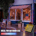 JMEXSUSS 2 Pack Red White and Blue Solar Lights, Each 100 LED 33FT Solar Fairy Lights Outdoor Waterproof, 4th of July Solar String Lights for Independence Day Outside Decorations