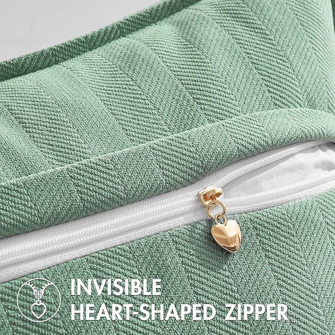 MIULEE Pack of 2 Greyish Green Decorative Pillow Covers 18x18 Inch Soft Chenille Luxurious Couch Throw Pillows Farmhouse Cushion Covers with Elegant Design for Sofa Bedroom Living Room Home Decor
