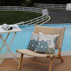 Blue Army Green Outdoor Pillow Covers Set of 2 18X18 Inch Teal Floral Elegant Polyester Flower Pillow Case Outdoor Waterproof Decor for Patio Funiture Garden Linen Cushion Covers 01C18